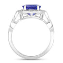 3.85 Carat Genuine Tanzanite and White Diamond 14K White Gold Ring-2