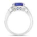 4.19 Carat Genuine Tanzanite and White Diamond 14K White Gold Ring-2