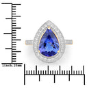 3.37 Carat Genuine Tanzanite and White Diamond 14K Yellow Gold Ring-3