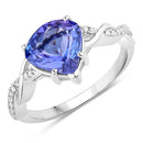 2.48 Carat Genuine Tanzanite and White Diamond 14K White Gold Ring-1