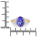 3.49 Carat Genuine Tanzanite and White Diamond 14K Yellow Gold Ring-3