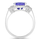 4.31 Carat Genuine Tanzanite and White Diamond 14K White Gold Ring-2