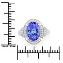 4.31 Carat Genuine Tanzanite and White Diamond 14K White Gold Ring-3