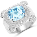 4.90 Carat Genuine Blue Topaz & White Topaz .925 Sterling Silver Ring-4