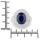 4.82 Carat Genuine Blue Sapphire and White Diamond 14K White Gold Ring-3