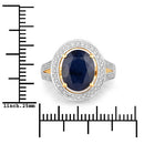 4.74 Carat Genuine Blue Sapphire and White Diamond 14K Yellow Gold Ring-3