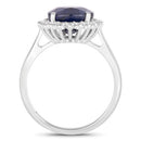 4.63 Carat Genuine Blue Sapphire and White Diamond 14K White Gold Ring-2