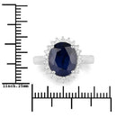 4.63 Carat Genuine Blue Sapphire and White Diamond 14K White Gold Ring-3
