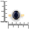 4.63 Carat Genuine Blue Sapphire and White Diamond 14K Yellow Gold Ring-3
