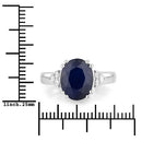 4.50 Carat Genuine Blue Sapphire and White Diamond 14K White Gold Ring-3