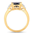 4.50 Carat Genuine Blue Sapphire and White Diamond 14K Yellow Gold Ring-2