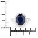 4.63 Carat Genuine Blue Sapphire and White Diamond 14K White Gold Ring-3