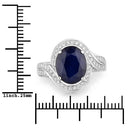4.69 Carat Genuine Blue Sapphire and White Diamond 14K White Gold Ring-3