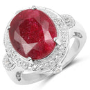 8.64 Carat Dyed Ruby & White Topaz .925 Sterling Silver Ring-4