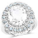 5.90 Carat Genuine Crystal Quartz and Swiss Blue Topaz .925 Sterling Silver Ring-5