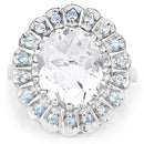 5.90 Carat Genuine Crystal Quartz and Swiss Blue Topaz .925 Sterling Silver Ring-7