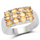 2.67 Carat Genuine Yellow Sapphire and White Diamond .925 Sterling Silver Ring-5
