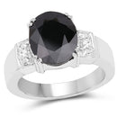 5.29 Carat Genuine Black Sapphire and White Topaz .925 Sterling Silver Ring-4