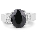 5.29 Carat Genuine Black Sapphire and White Topaz .925 Sterling Silver Ring-6
