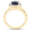 14K Yellow Gold Plated 4.07 Carat Dyed Sapphire and White Topaz .925 Sterling Silver Ring-5