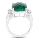 8.50 Carat Dyed Emerald and White Topaz .925 Sterling Silver Ring-5