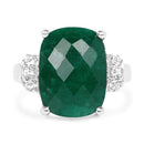 8.50 Carat Dyed Emerald and White Topaz .925 Sterling Silver Ring-6