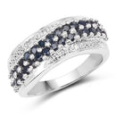 1.21 Carat Genuine Blue Sapphire and White Diamond .925 Sterling Silver Ring-5