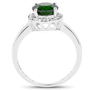 1.92 Carat Genuine Chrome Diopside and White Topaz .925 Sterling Silver Ring-5