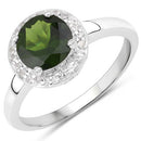 1.90 Carat Genuine Chrome Diopside and White Topaz .925 Sterling Silver Ring-4