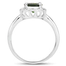1.90 Carat Genuine Chrome Diopside and White Topaz .925 Sterling Silver Ring-5