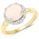 0.95 Carat Genuine Ethiopian Opal and White Topaz .925 Sterling Silver Ring-4