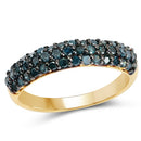 14K Yellow Gold Plated 0.65 Carat Genuine Blue Diamond .925 Sterling Silver Ring-4