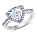 1.41 Carat Genuine Aquamarine & Tanzanite .925 Sterling Silver Ring-4