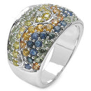 3.60 Carat Genuine Multi Sapphire .925 Sterling Silver Ring-4