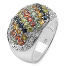 2.75 Carat Genuine Multi Sapphire .925 Sterling Silver Ring-5