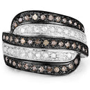 0.80 Carat Genuine Brown Diamond and White Diamond .925 Sterling Silver Ring-7