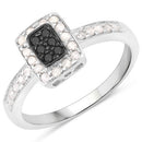 0.35 Carat Genuine Black Diamond and White Diamond .925 Sterling Silver Ring-5