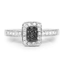 0.35 Carat Genuine Black Diamond and White Diamond .925 Sterling Silver Ring-8