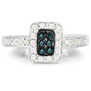 0.36 Carat Genuine Blue Diamond and White Diamond .925 Sterling Silver Ring-7