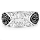 0.99 Carat Genuine Black Diamond and White Diamond .925 Sterling Silver Ring-6