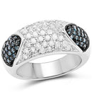 0.94 Carat Genuine Blue Diamond and White Diamond .925 Sterling Silver Ring-4