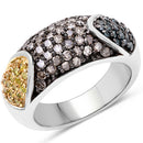 0.95 Carat Genuine Blue Diamond, Champagne Diamond & Yellow Diamond .925 Sterling Silver Ring-1