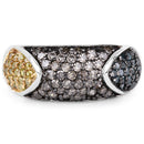 0.95 Carat Genuine Blue Diamond, Champagne Diamond & Yellow Diamond .925 Sterling Silver Ring-3