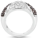0.94 Carat Genuine Champagne Diamond and White Diamond .925 Sterling Silver Ring-5