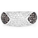 0.94 Carat Genuine Champagne Diamond and White Diamond .925 Sterling Silver Ring-6