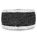 0.79 Carat Genuine Black Diamond and White Diamond .925 Sterling Silver Ring-6
