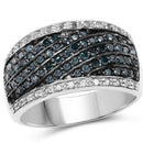 0.80 Carat Genuine Blue Diamond and White Diamond .925 Sterling Silver Ring-4