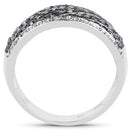 0.80 Carat Genuine Blue Diamond and White Diamond .925 Sterling Silver Ring-5