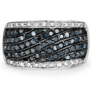 0.80 Carat Genuine Blue Diamond and White Diamond .925 Sterling Silver Ring-6