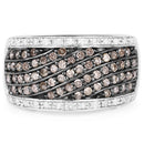0.87 Carat Genuine Champagne Diamond and White Diamond .925 Sterling Silver Ring-6